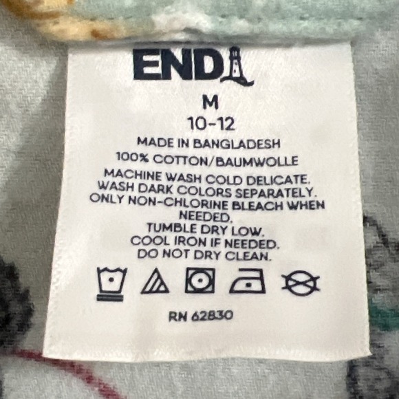 Land's End Blue Red Black Holiday Dogs Sleds Cotton Pajama Shirt Medium M 10 12 - Picture 2 of 12